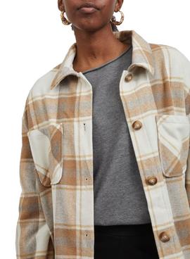 Surchemise Vila Kimmi Check Cadres Beige Femme