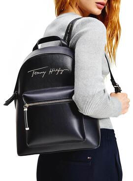 Sac à dos Tommy Hilfiger Emblématique Noire Pour Femme