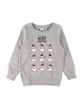 Sweat Name It Vismas Père Noël Gris Mini Garçon