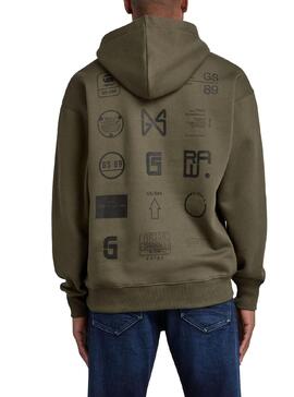 Sweat Multi-Logo G-Star Vert pour Homme