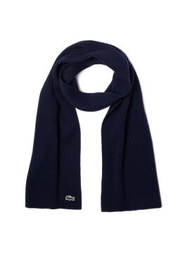 Echarpe Lacoste Laine Bleu Marine Pour Homme