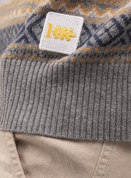 Pull Klout Géométrique Gris pour Homme