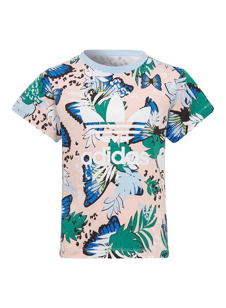 T Shirt Adidas Animal Flower Print pour Fille