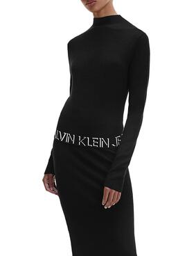 Pull Calvin Klein Jeans Logo Slim Noire Femme