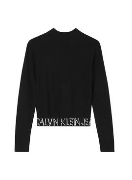 Pull Calvin Klein Jeans Logo Slim Noire Femme