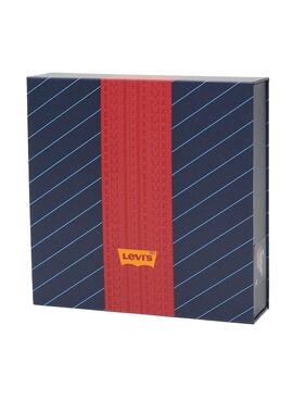 Box Gift 3 Boxer Levis Logo Bleu y Rouge Homme