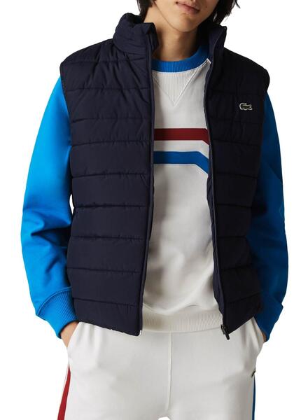 lacoste gilet zippé homme bleu marine en coton