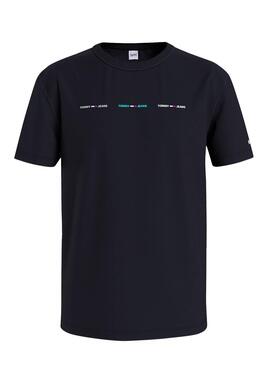 T-Shirt Tommy Jeans Petit Logo Linéaire Noire Homme