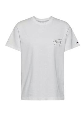 T-Shirt Tommy Jeans Signature Tommy Blanc Femme