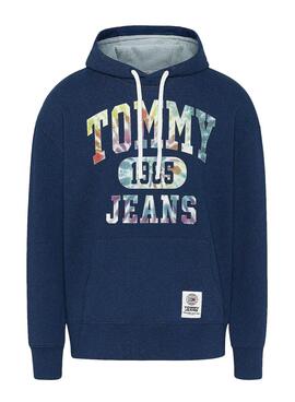 Sweat Tommy Jeans College Tie Dye Bleu Homme