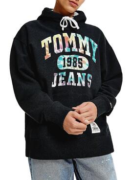 Sweat Tommy Jeans College Tie Dye Noire Homme