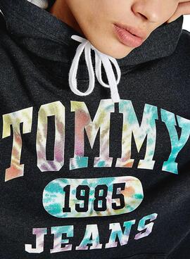 Sweat Tommy Jeans College Tie Dye Noire Homme