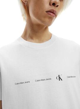 T-Shirt Calvin Klein Repeat Logo Blanc Homme