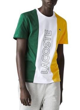 T-Shirt Lacoste Rayures Blanc Pour Homme
