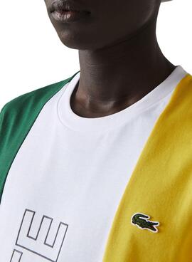 T-Shirt Lacoste Rayures Blanc Pour Homme