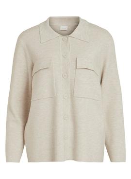 Gilet Vila Cassie Tricot Beige pour Femme