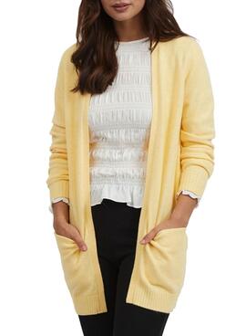 Cardigan Vila Viril Open Jaune pour Femme