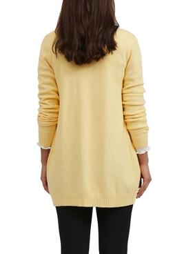 Cardigan Vila Viril Open Jaune pour Femme