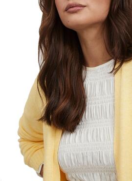 Cardigan Vila Viril Open Jaune pour Femme