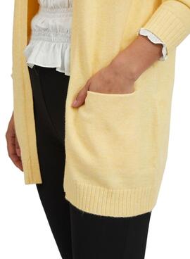 Cardigan Vila Viril Open Jaune pour Femme