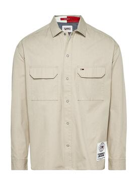 Surchemise Tommy Jeans Soft Solid Beige Homme
