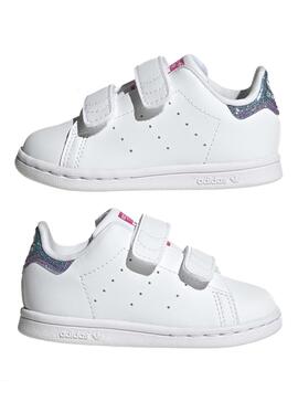 Baskets Adidas Stan Smith Blanc Velcro Mini