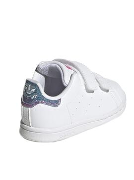 Baskets Adidas Stan Smith Blanc Velcro Mini