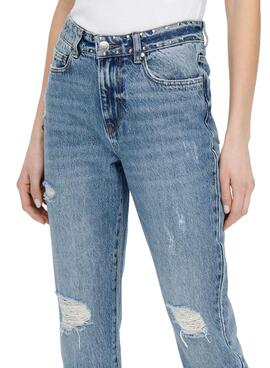 Jeans Only Fine taille haute Bleu pour Femme