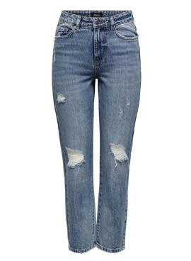Jeans Only Fine taille haute Bleu pour Femme