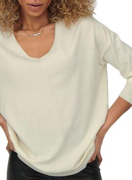 Pull Only Lely Cuello V Blanc pour Femme