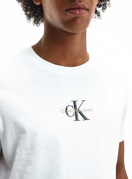 T-Shirt Calvin Klein Monogram Logo Blanc Homme