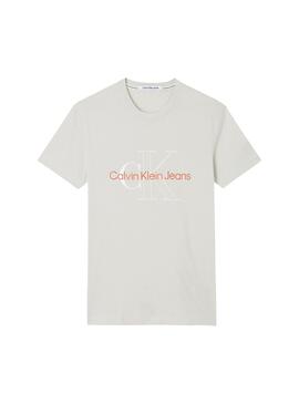 T-Shirt Calvin Klein Bicolore Monogram Beige