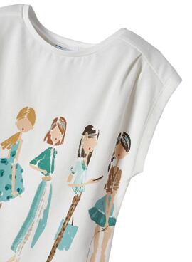 T-Shirt Mayoral Dools Blanc pour Fille