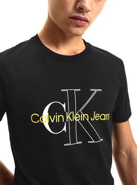 T-Shirt Calvin Klein Two Tone Monogram Noire