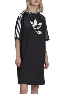 Robe Adidas Split Trefoil Noire pour Femme