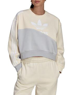 Sweat Adidas Trefoil Blamar Beige pour Femme