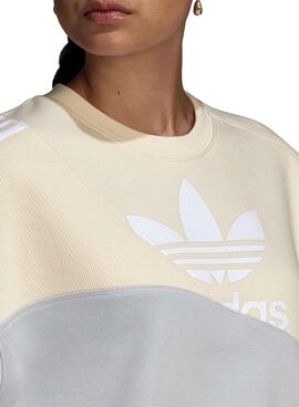 Sweat Adidas Trefoil Blamar Beige pour Femme