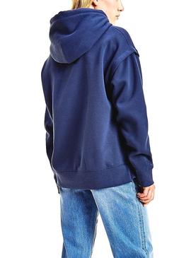 Sweat Tommy Jeans College Tigre Bleu Marine Femme