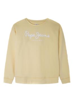 Sweat Pepe Jeans Rose Logo Amarille pour Fille