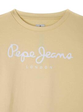 Sweat Pepe Jeans Rose Logo Amarille pour Fille