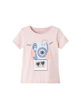 T-Shirt Name It Veen Camara Fotos Rose pour Fille