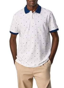 Polo Pepe Jeans Firemont Blanc Estampé Homme
