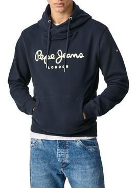 Sweat Pepe Jeans George Hoodie Bleu Marine Homme