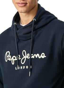Sweat Pepe Jeans George Hoodie Bleu Marine Homme