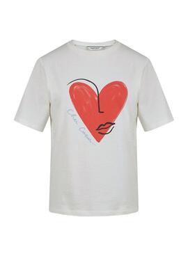 T-Shirt Naf Naf Coeur Beige pour Femme