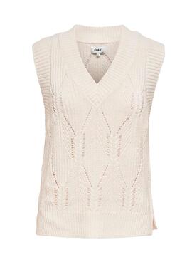 Gilet Only Lasta Knitted Beige pour Femme