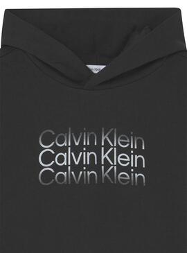 Sweat Calvin Klein Inst Logo coupé Noire Garçon