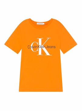 T-Shirt Calvin Klein Monogram Logo Orange Enfants