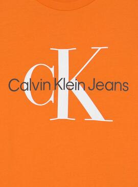 T-Shirt Calvin Klein Monogram Logo Orange Enfants