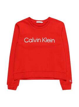 Sweat Logo argenté Calvin Klein Inst Rouge Fille